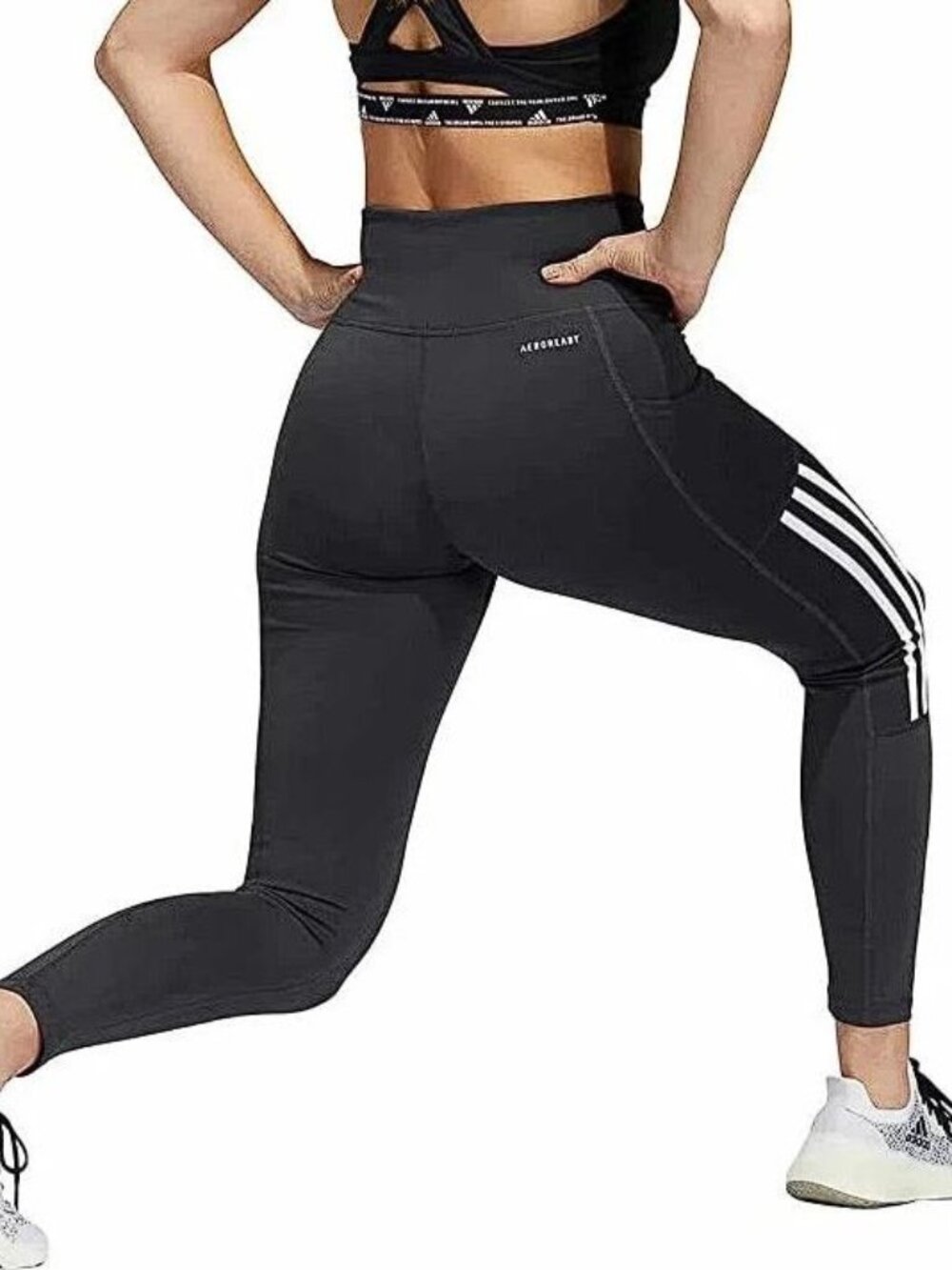 ADIDAS Women's Lightweight High Rise 3-Stripe 7/8 Leggings Size S In Black - Picture 2 of 7